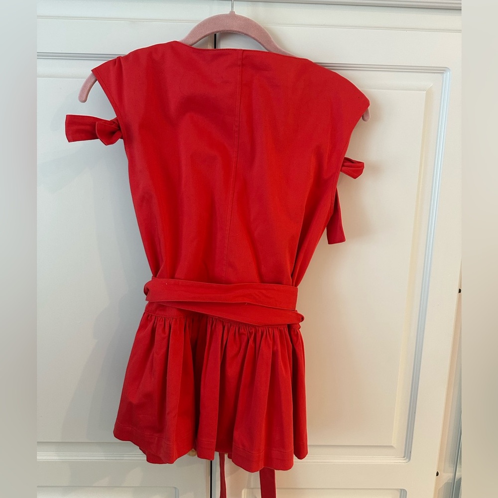 Alexis Red Sleeveless Peplum Blouse with Tie Front SZ-Medium - Picture 3 of 6